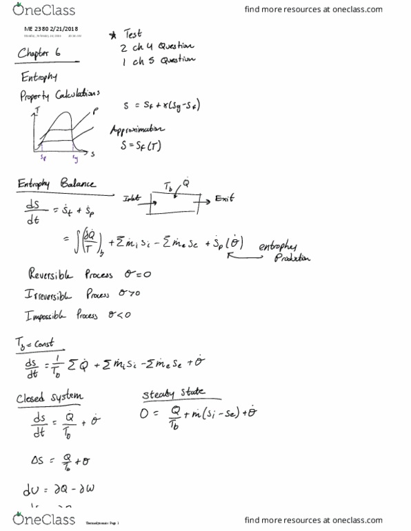 ME 2380 Lecture Notes - Lecture 18: Thermodynamics thumbnail