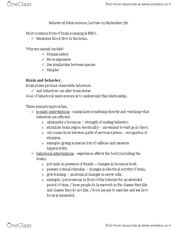 PSYCH 330 Lecture Notes - Purkinje Cell, Cerebral Cortex, Schizophrenia thumbnail