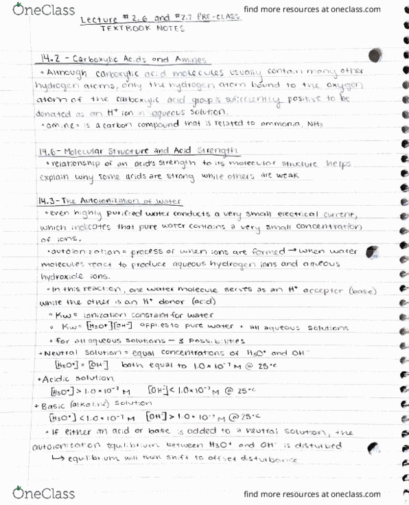 CHEM 104 Chapter 14.2, 14.3, 14.6: 2.7 Pre class thumbnail