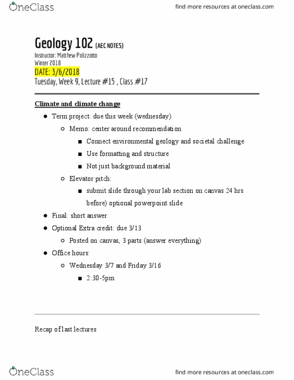 GEOL 102 Lecture Notes - Lecture 17: Elevator Pitch, Environmental Geology, Geologic Time Scale thumbnail