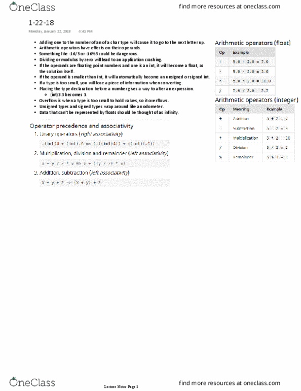 ECS 30 Lecture Notes - Lecture 3: Operand, Odometer, Relational Operator thumbnail