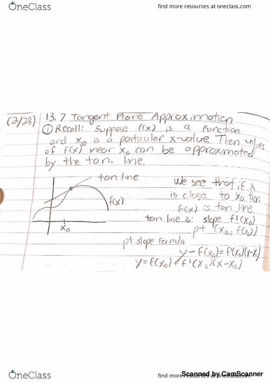 MATH 241 Lecture 15: Tangent Plane Approximation thumbnail