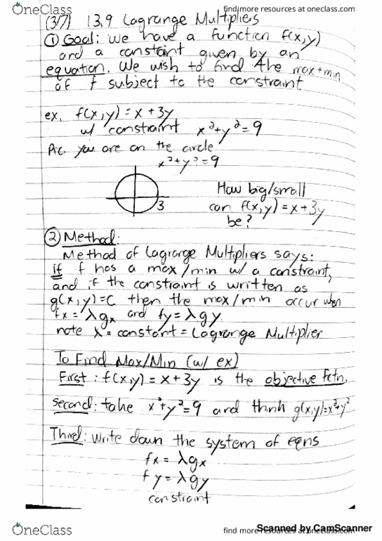 MATH 241 Lecture 17: Lagrange Multiples thumbnail