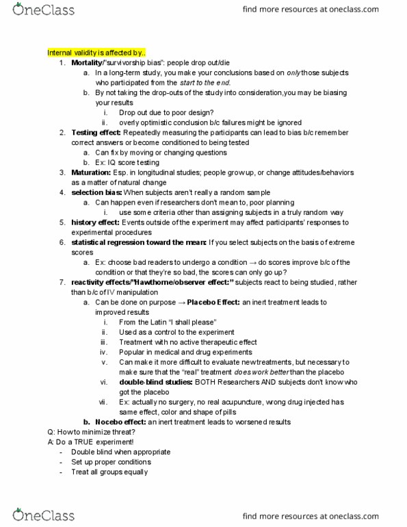 COMM 88 Lecture Notes - Lecture 16: Nocebo, Regression Analysis, Blind Experiment thumbnail