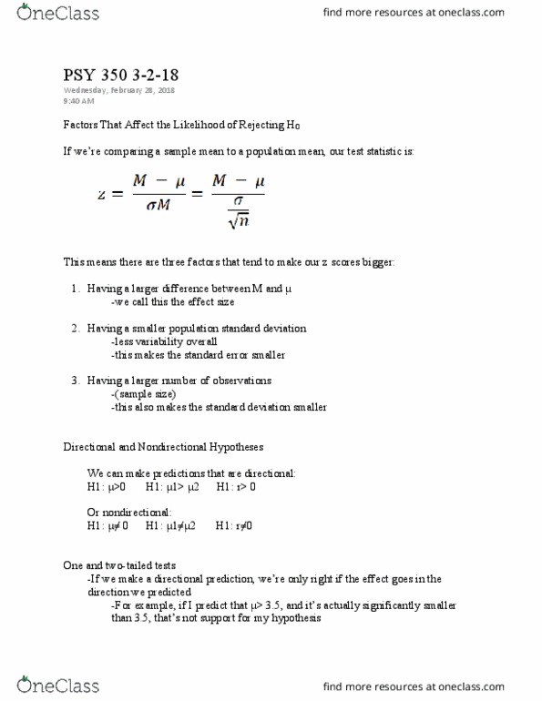 PSY 350 Lecture Notes - Lecture 28: Effect Size, Standard Deviation, Test Statistic thumbnail