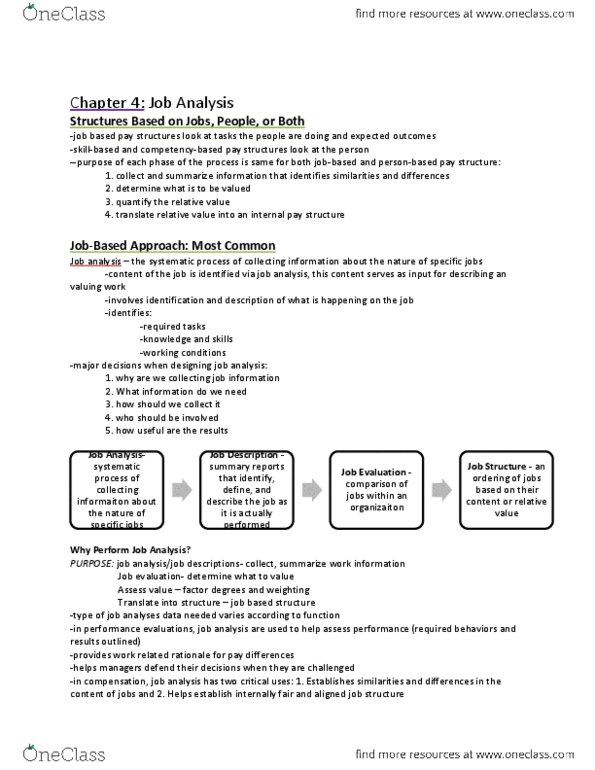 HROB 3010 Chapter Notes - Chapter 4: Paq, Job Analysis, Workflow Pattern thumbnail