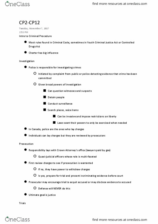 Law 2101 Chapter Notes - Chapter proceedings : Youth Criminal Justice Act, Summary Offence thumbnail