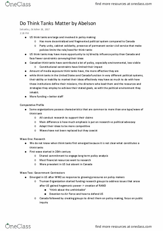 Political Science 2230E Chapter Notes - Chapter 10: Cabinet Collective Responsibility, Party System, Internal Revenue Service thumbnail