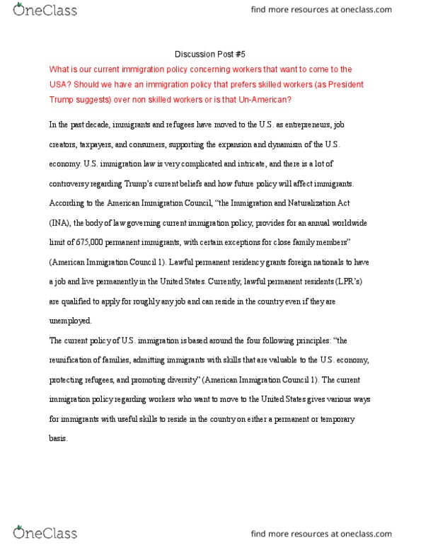POL SC 1 Lecture Notes - Lecture 5: American Immigration Council, Atlantic Media thumbnail
