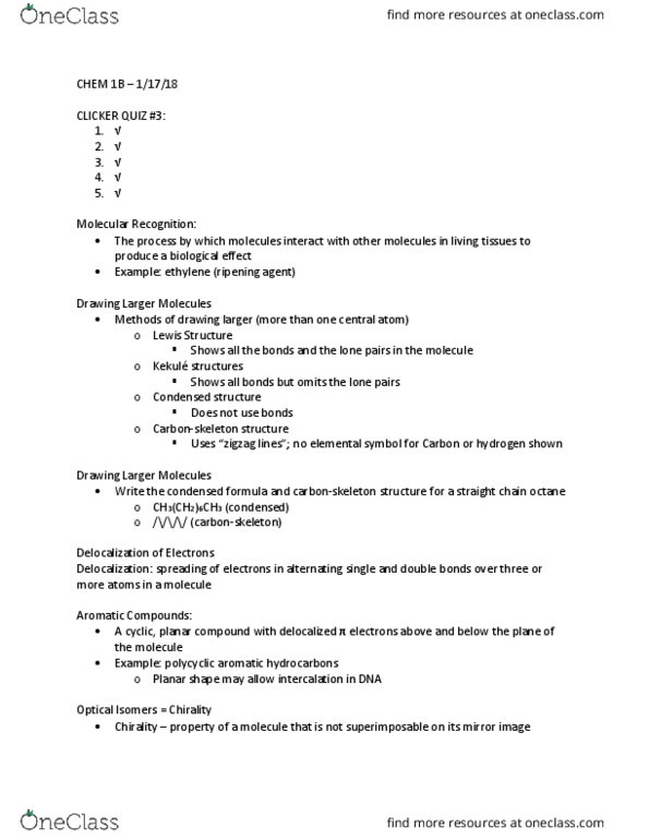 CHEM 001B Lecture Notes - Lecture 4: Polycyclic Aromatic Hydrocarbon, Structural Formula, Antibonding Molecular Orbital thumbnail