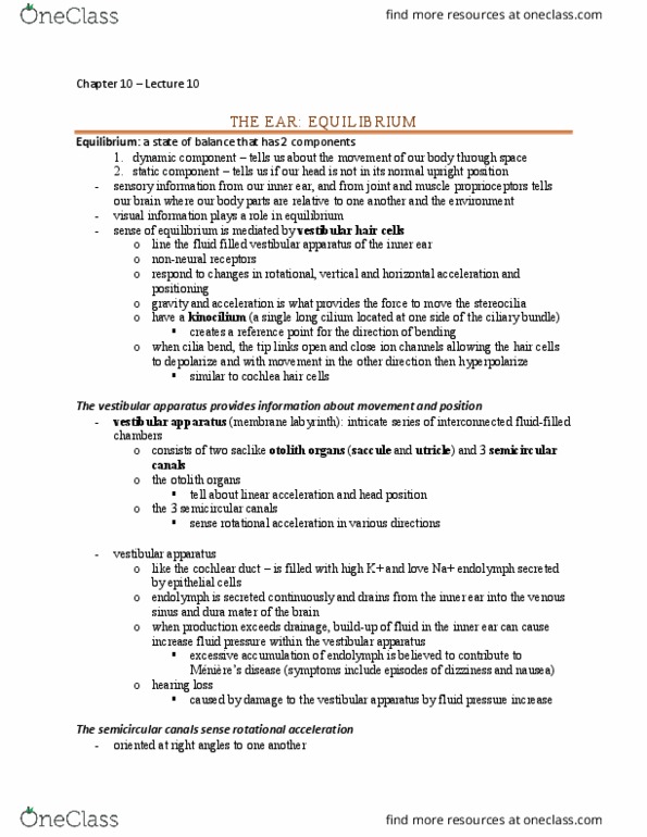 BIOL 2410 Lecture Notes - Lecture 10: Semicircular Canals, Dura Mater, Cochlear Duct thumbnail