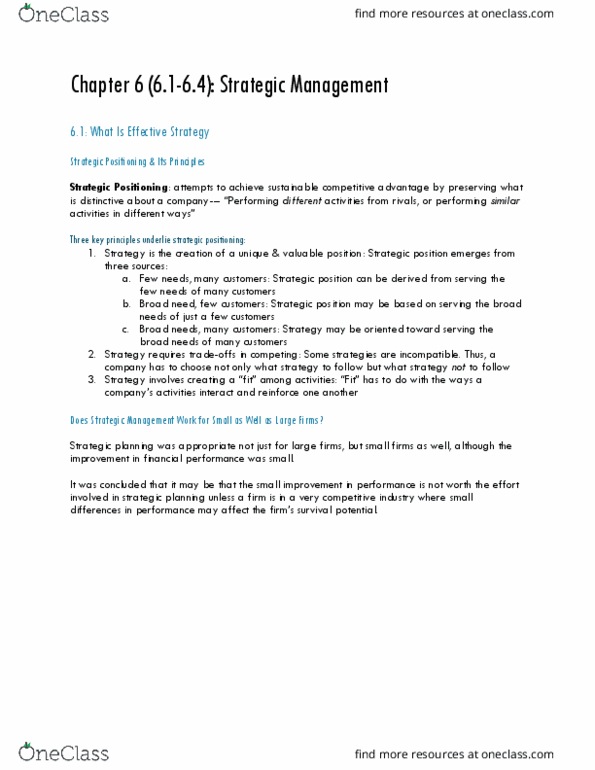 MGT-2010 Chapter Notes - Chapter 6: Swot Analysis, Strategic Planning, News Leak thumbnail