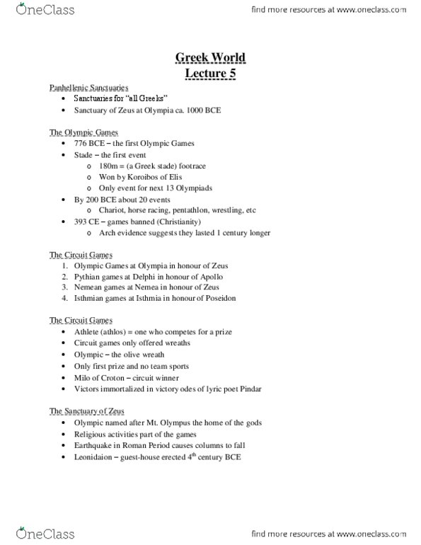 AR104 Lecture Notes - Lecture 5: Ichor, Hephaestus, Minos thumbnail