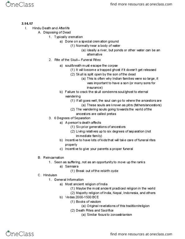 RG ST 12 Lecture Notes - Lecture 2: Pitrs, Zoroastrianism, Vedas thumbnail