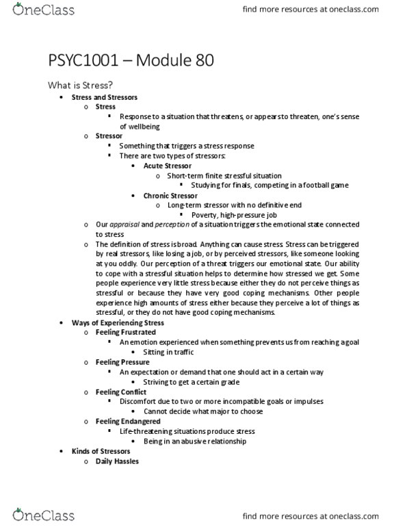 PSYC 1001 Chapter Notes - Chapter 80: Anxiety Disorder, Posttraumatic Stress Disorder, Natural Disaster thumbnail