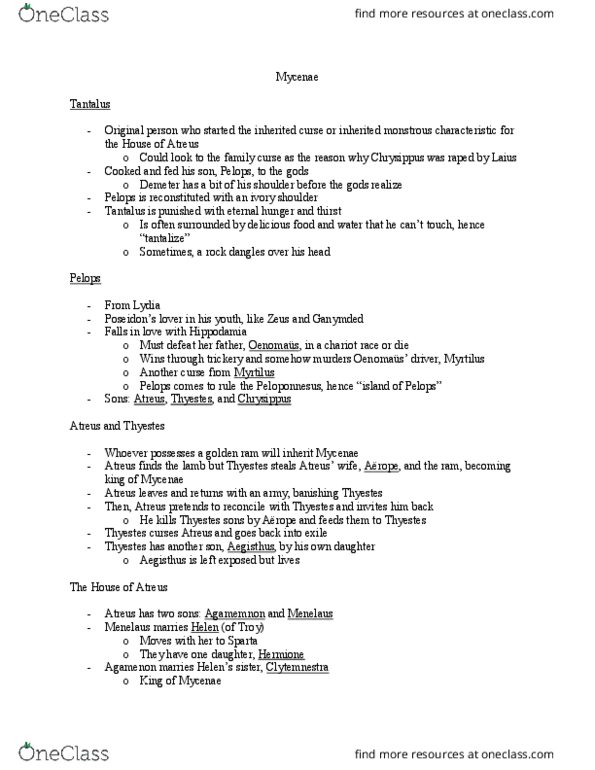 CLST 203 Lecture Notes - Lecture 16: Thyestes, Myrtilus, Atreus thumbnail