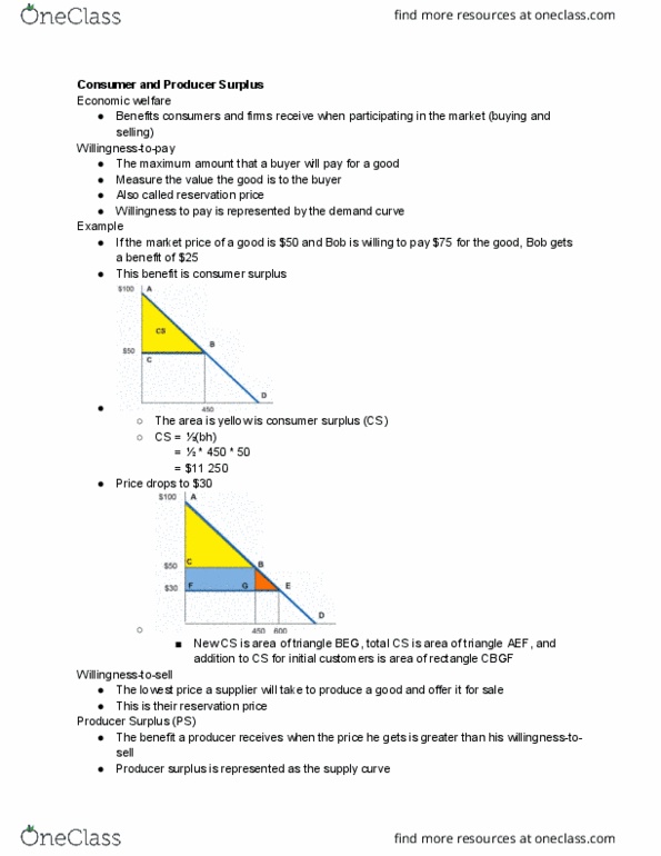 ECON 1B03 Lecture Notes - Lecture 4: Economic Surplus, Reservation Price, Demand Curve thumbnail