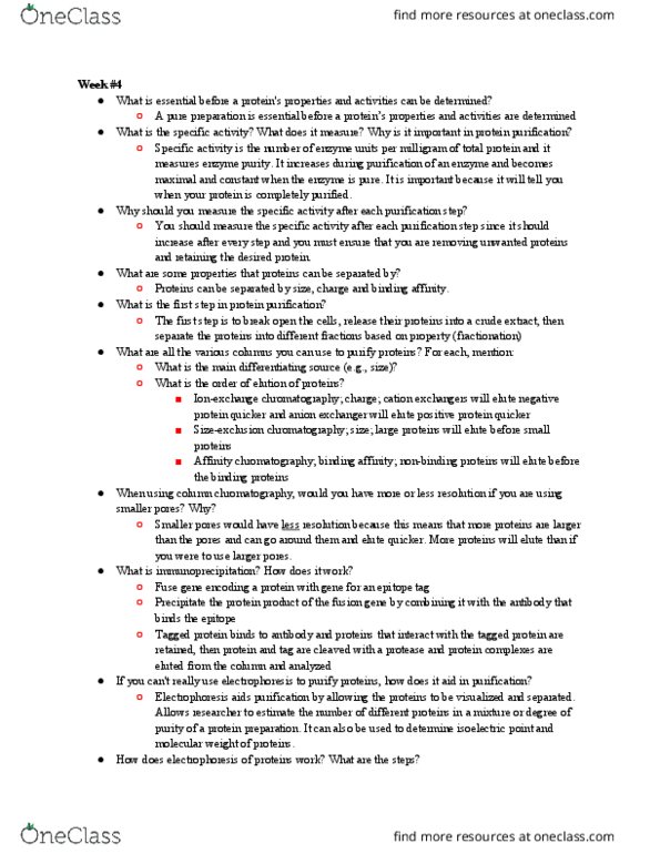 BIO SCI 98 Chapter Notes - Chapter 9 -10: Affinity Chromatography, Column Chromatography, Protein Purification thumbnail