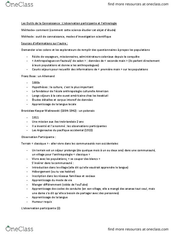 ANT 1501 Lecture Notes - Lecture 4: Franz Boas, Fauteuil, Vido thumbnail