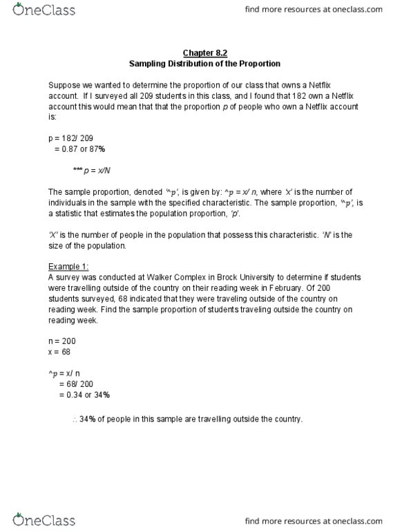 MATH 1F92 Chapter Notes - Chapter 8.2: Simple Random Sample, Influenza Vaccine, Binomial Distribution thumbnail