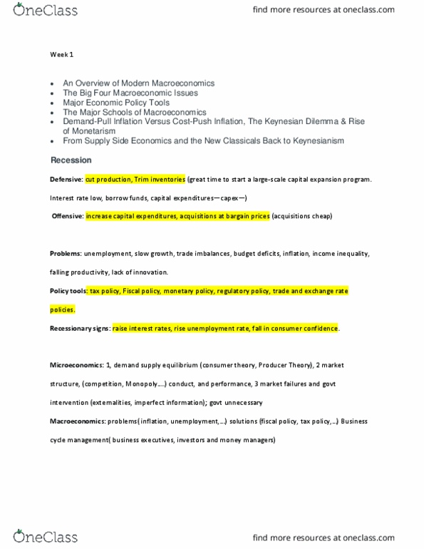 MGMT 4B Lecture Notes - Lecture 1: Consumer Choice, Monetary Policy, Keynesian Economics thumbnail