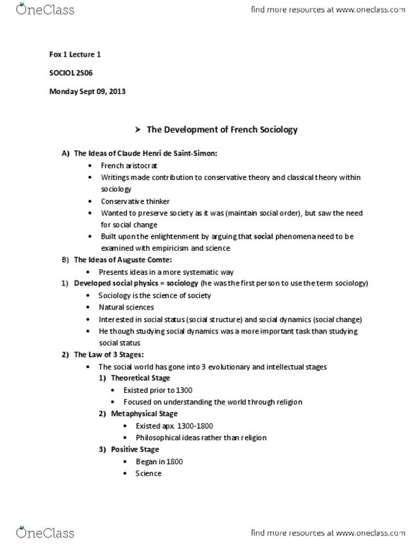 SOCIOL 2S06 Lecture Notes - Dialectic, Ludwig Feuerbach, Social Inequality thumbnail