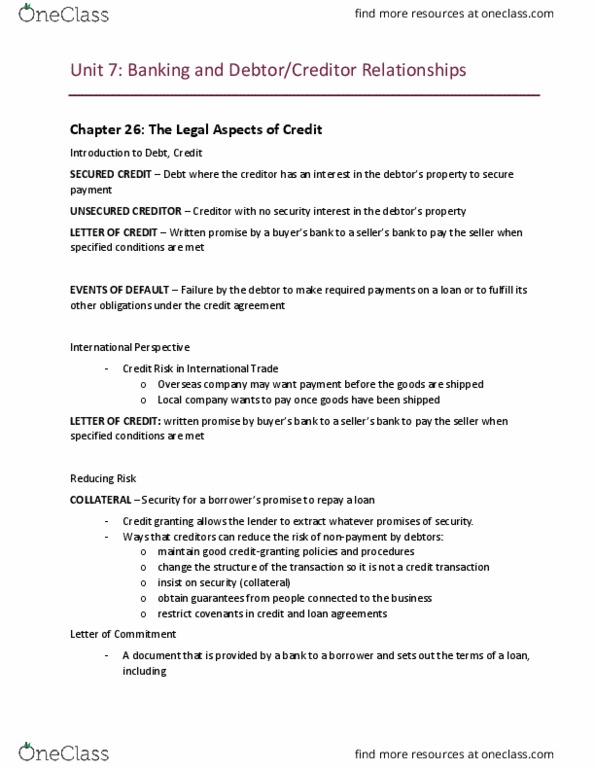 MCS 3040 Chapter Notes - Chapter 26: Secured Creditor, Security Interest, Subrogation thumbnail