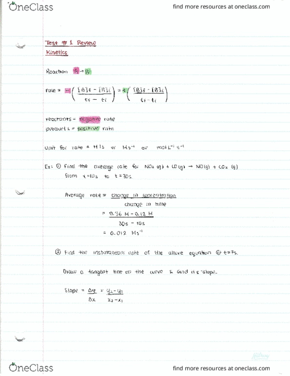 CHEM 1001 Midterm: CHEM 1001 - Midterm #1 Test Notes (1) - Kinetics ...