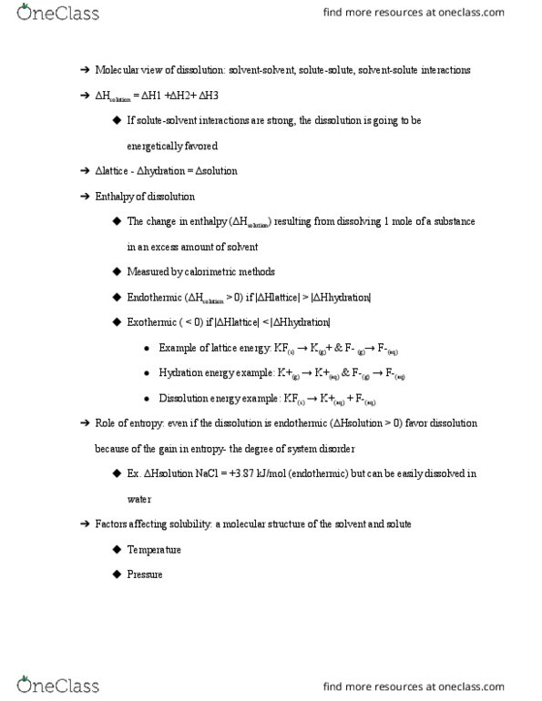CHEM 1B Lecture Notes - Lecture 11: Lattice Energy, Enthalpy, Exothermic Process thumbnail