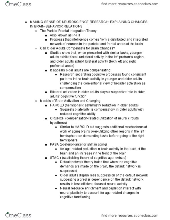 PSY 384 Lecture Notes - Lecture 2: Aging Brain, Network Theory thumbnail