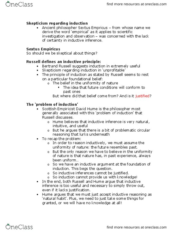 PHIL 200 Lecture Notes - Lecture 2: Sextus Empiricus, Empiricism, Egotism thumbnail