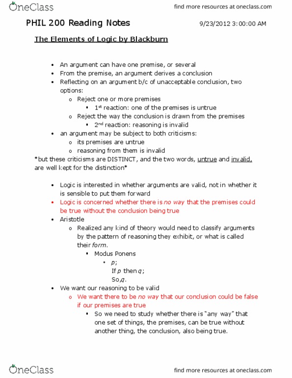 PHIL 200 Lecture Notes - Lecture 7: Modus Ponens, Antiscience, John Locke thumbnail