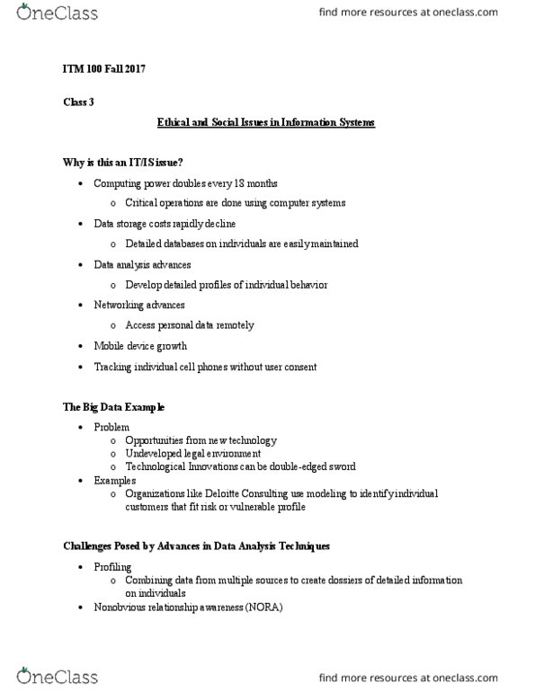 ITM 100 Lecture Notes - Lecture 1: Deloitte, Mobile Device, Data Analysis thumbnail