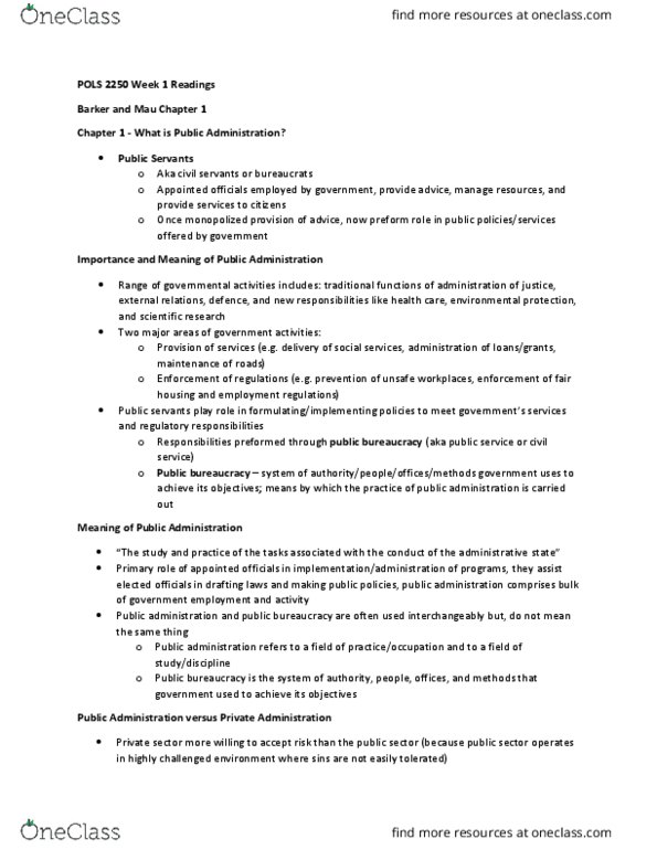 POLS 2250 Lecture Notes - Lecture 1: Public Administration, Profit Maximization, Economic Globalization thumbnail