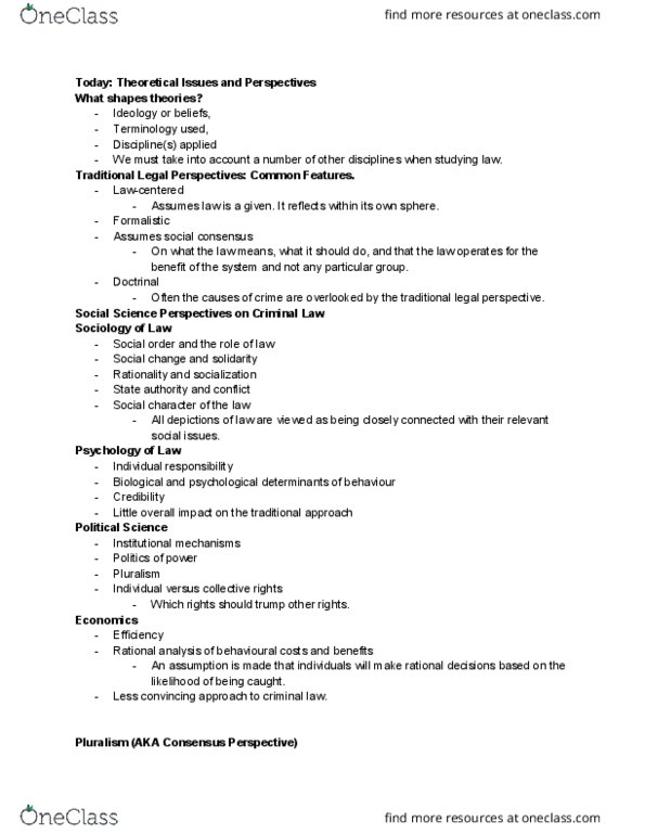 LAWS 2301 Lecture Notes - Lecture 2: Social Order, Social Change, Rationality thumbnail