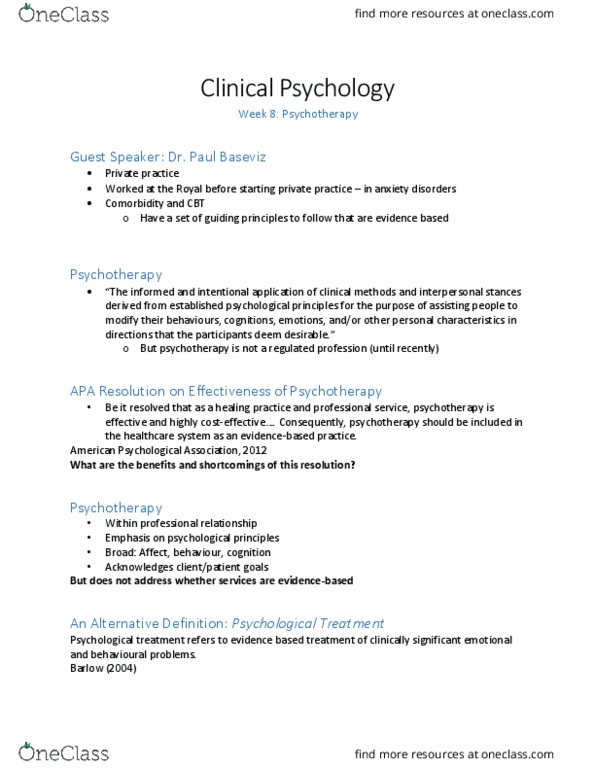PSY 4372 Lecture Notes - Lecture 8: American Psychological Association, Interpersonal Psychotherapy, Stepfamily thumbnail