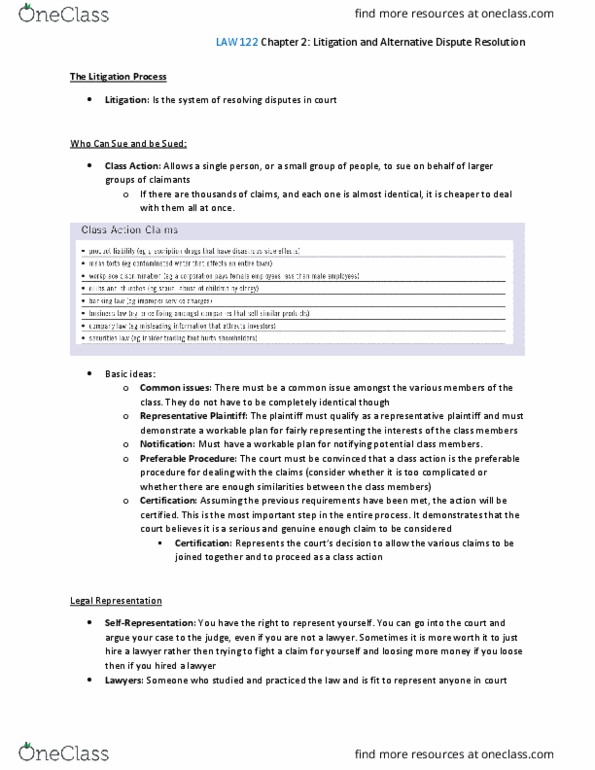 LAW 122 Lecture Notes - Lecture 2: Alternative Dispute Resolution, Small Claims Court, Scale-Invariant Feature Transform thumbnail