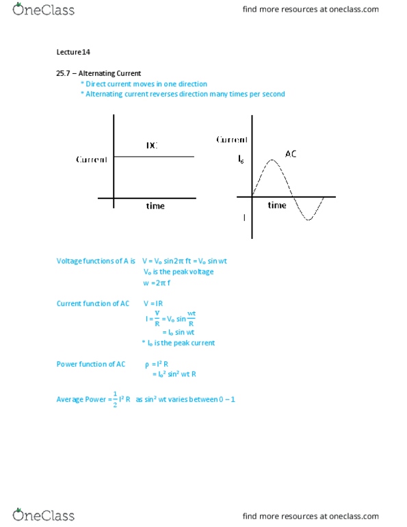 PHYS 272 Lecture Notes - Lecture 14: Alternating Current, Direct Current, Exponentiation thumbnail