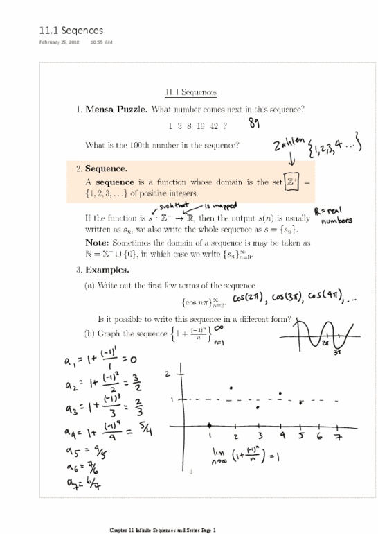 MATH 152 Lecture 1: 11.1 Seqences thumbnail