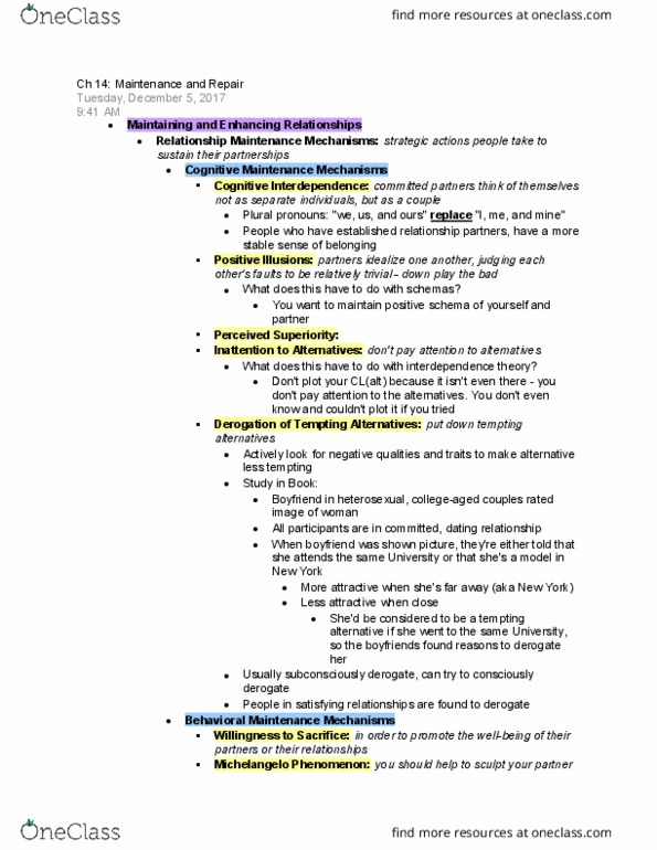 PSYC 334 Lecture Notes - Lecture 15: Derogation, Attention, John Gottman thumbnail