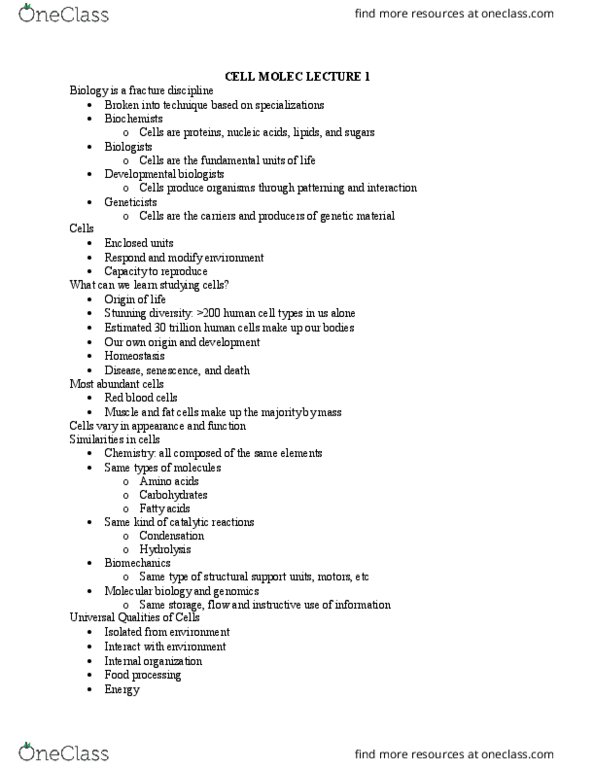 BIL 255 Lecture Notes - Lecture 1: Developmental Biology, Food Processing, Hydrolysis thumbnail