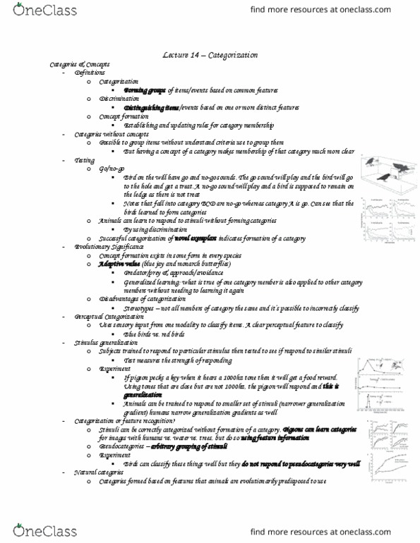 Psychology 2210A/B Lecture Notes - Lecture 14: Swamp Sparrow, Monarch Butterfly, Concept Learning thumbnail