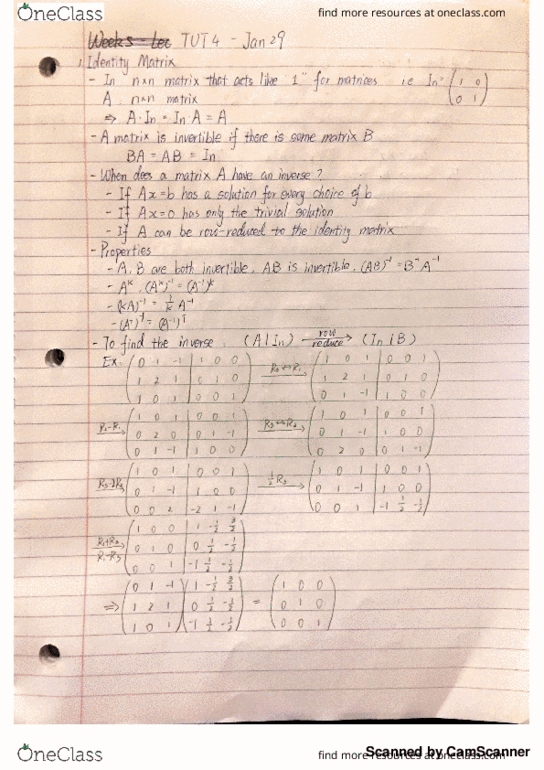 MAT223H5 Lecture 4: Tutorial Notes-MAT223TUT0103S Jan29 thumbnail