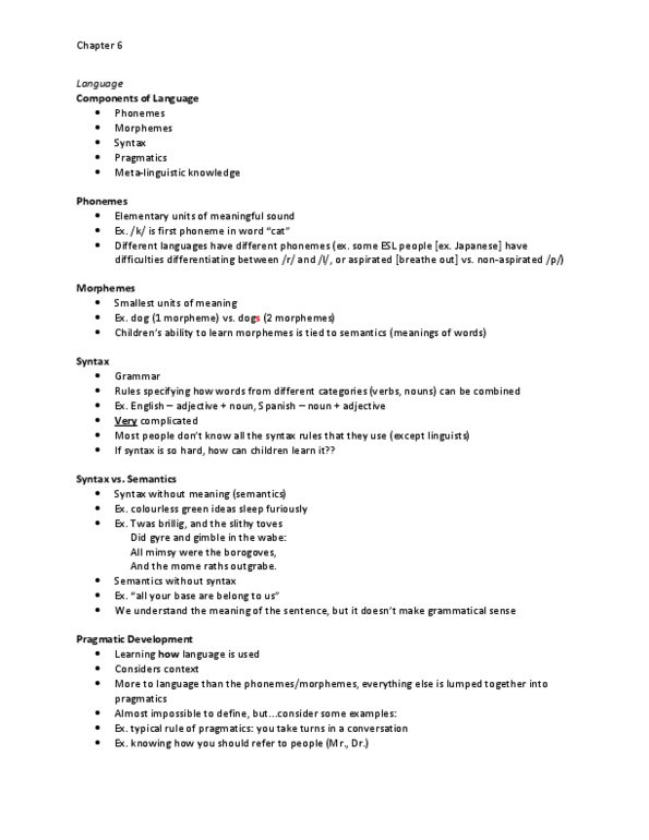 PSYCH211 Lecture Notes - American Sign Language, Jabberwocky, Wabe thumbnail