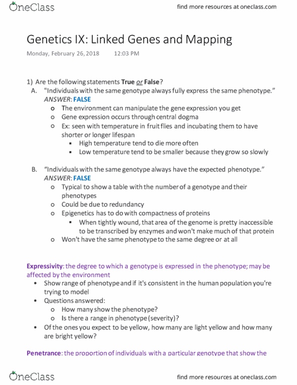 BIOL 142 Lecture Notes - Lecture 13: Model Organism, Central Dogma Of Molecular Biology, Gene Expression thumbnail