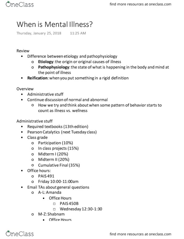 PSYC 210 Lecture Notes - Lecture 2: Fluoxetine, Dsm-5, Deep Brain Stimulation thumbnail