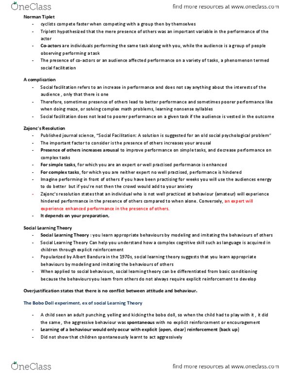 PSYCH 1X03 Chapter Notes -Cognitive Dissonance, Norm (Social), Relational Aggression thumbnail