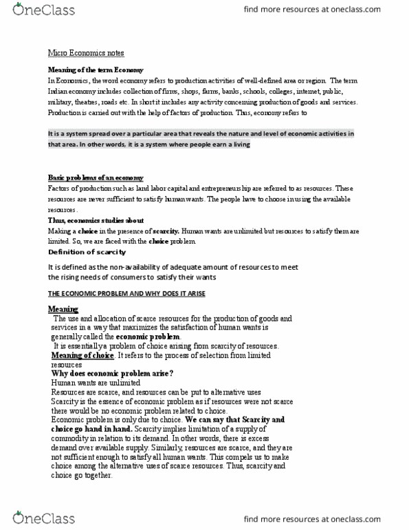 ECON 1001 Lecture Notes - Lecture 2: Shortage, Flowchart thumbnail