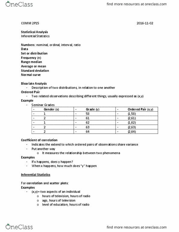 COMM 2P15 Lecture Notes - Lecture 14: Scatter Plot, Standard Deviation thumbnail