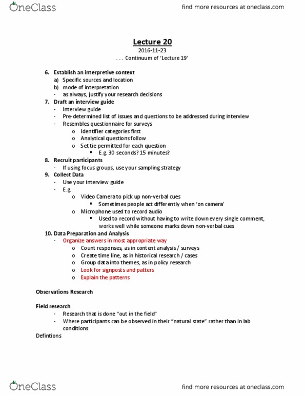 COMM 2P15 Lecture Notes - Lecture 20: Content Analysis, Mass Communication, Ethnography thumbnail